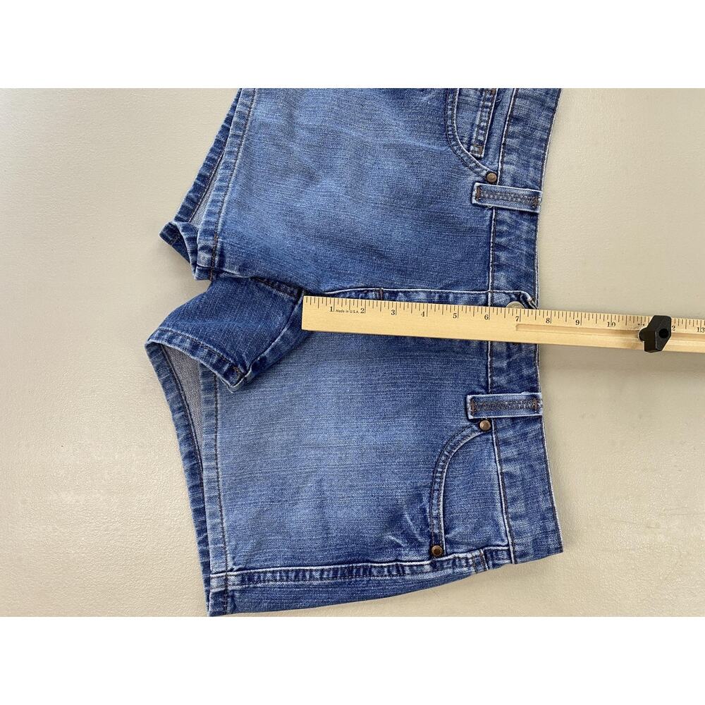 Vintage Y2K Tommy Hilfiger Low Rise Jean Shorts Women 6 Blue Flap Pockets 32x3.5 - Picture 5 of 13